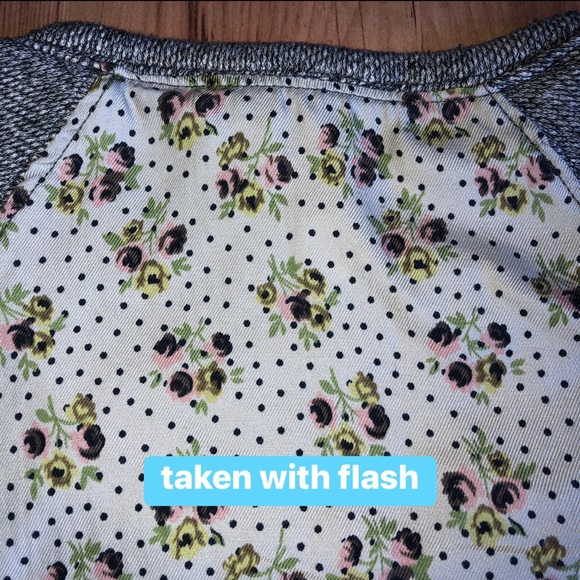 STITCH & KNOT Pullover Distressed Sweater Floral Short Sleeve Small Gray Women’s - Picture 5 of 14